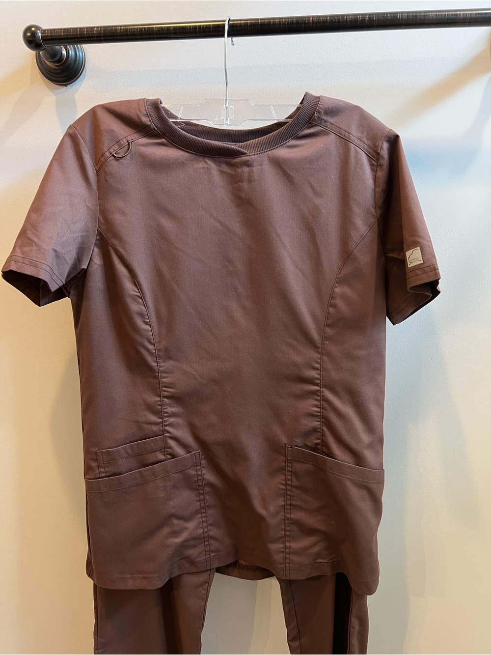 Women’s chocolate Brown Short-Sleeve Medical Scrub set size small